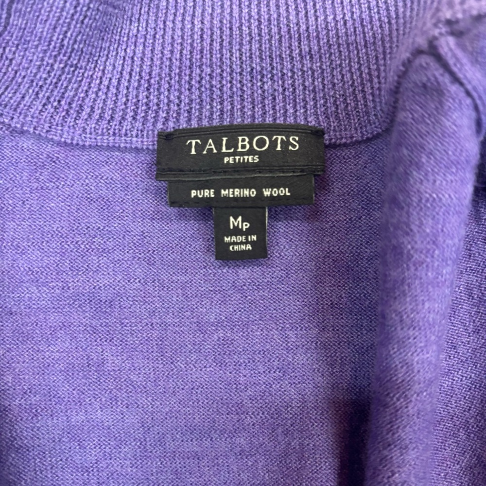 Talbots Merino Wool Cardigan | Size MP Petite | Purple - Picture 3 of 8
